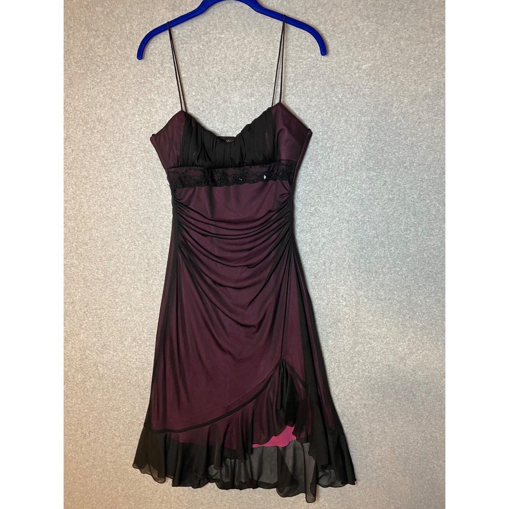VTG City Triangles Ruffle Dress‎ Small Mesh Layered Whimsigoth Dark Fairy 90s